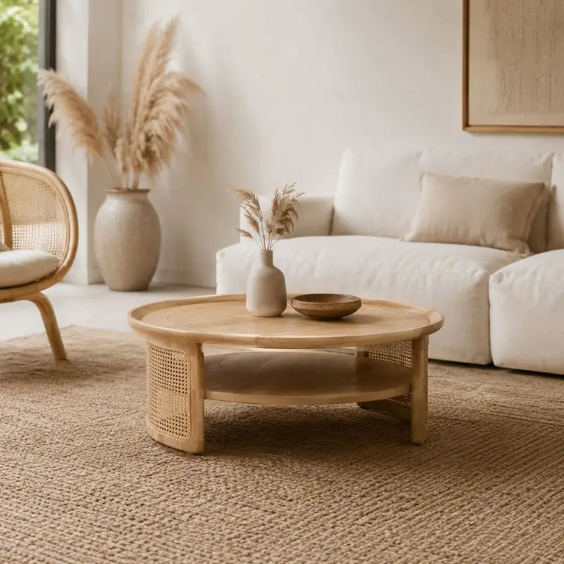 Table Basse de Salon en Rotin