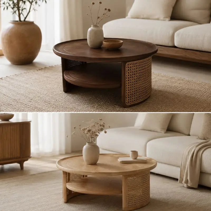 Table Basse de Salon en Rotin