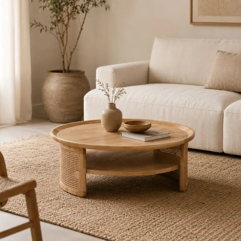 Table Basse de Salon en Rotin