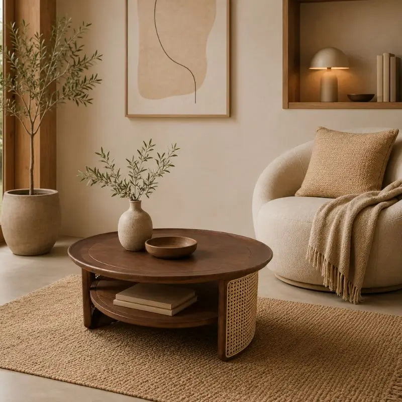 Table Basse de Salon en Rotin
