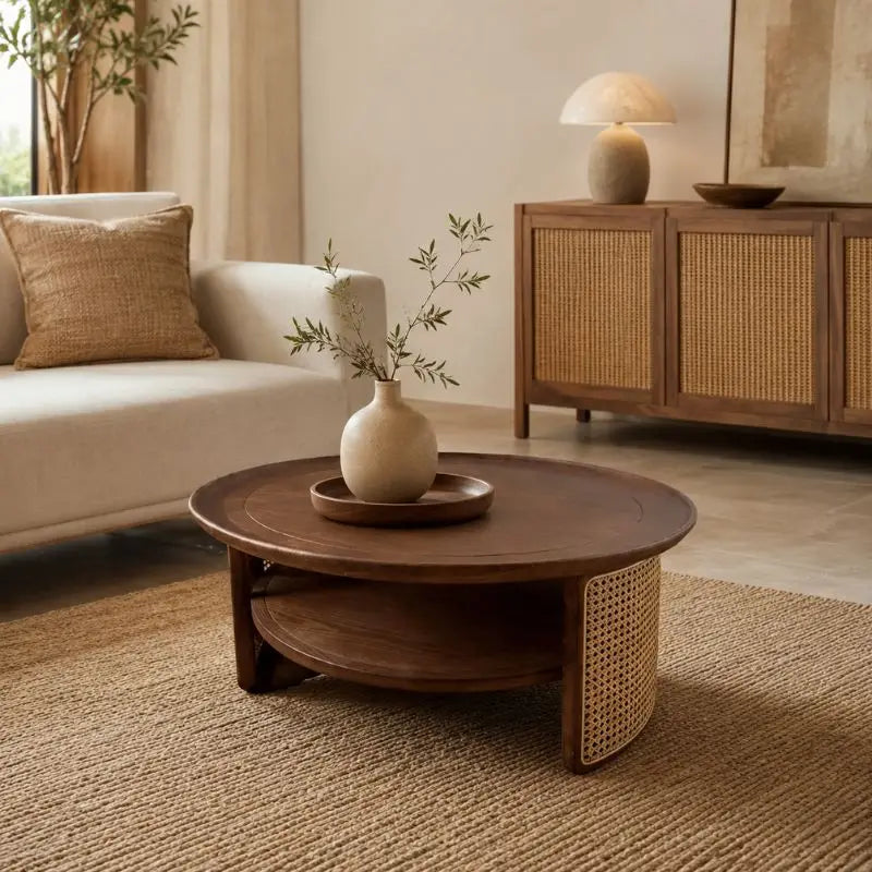 Table Basse de Salon en Rotin