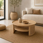 Table Basse de Salon en Rotin - Beige