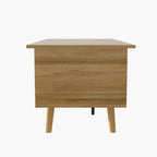 Table Basse en Rotin et Bois Clair - 103 x 46 x 46.5 cm