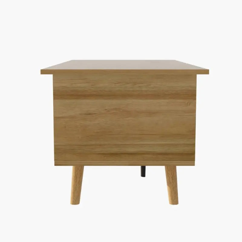 Table Basse en Rotin et Bois Clair - 103 x 46 x 46.5 cm