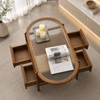 Table Basse en Rotin et Bois Massif
