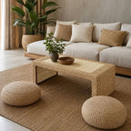 Table Basse en Rotin Japonaise - 100 x 50 x 38 cm
