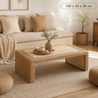 Table Basse en Rotin Japonaise - 100 x 50 x 38 cm
