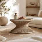 Table Basse en Rotin pour Salon - 80 x 41.5 cm