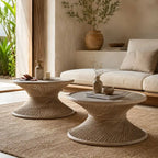 Table Basse en Rotin pour Salon - 80 x 41.5 cm