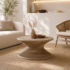 Table Basse en Rotin pour Salon - 80 x 41.5 cm