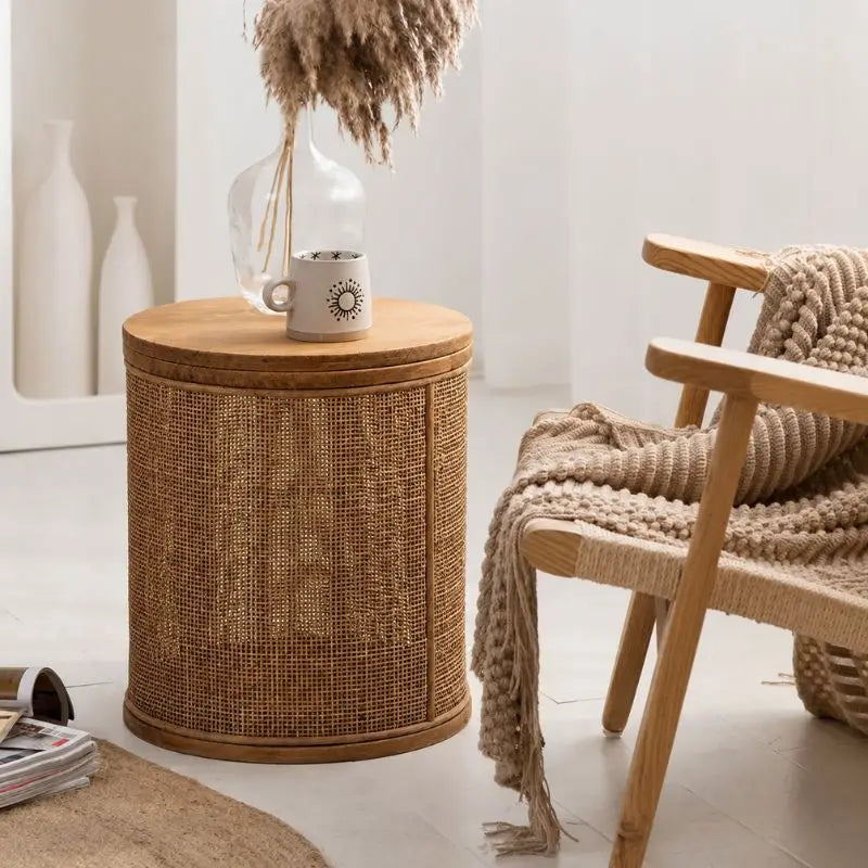 Table Basse en Rotin Ronde