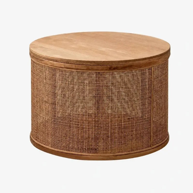 Table Basse en Rotin Ronde - 59 x 40 cm