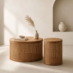 Table Basse en Rotin Ronde