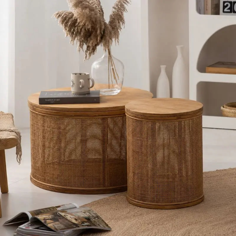 Table Basse en Rotin Ronde