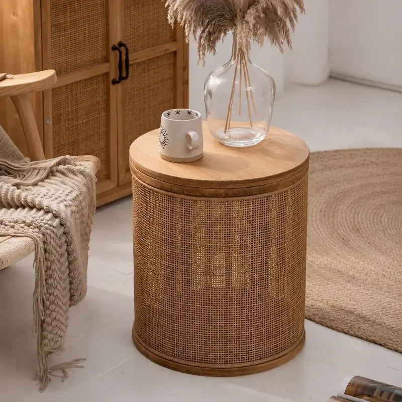 Table Basse en Rotin Ronde