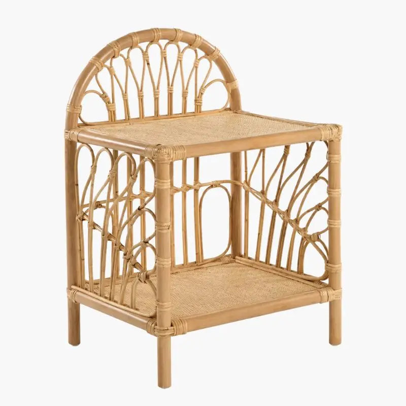 Table Basse en Rotin Tissée - 51 x 41 x 74 cm