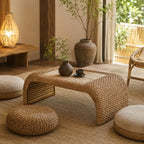Table Basse Japonaise en Rotin - 100 x 50 x 38 cm