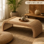 Table Basse Japonaise en Rotin - 100 x 50 x 38 cm