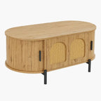 Table Basse Ovale en Rotin