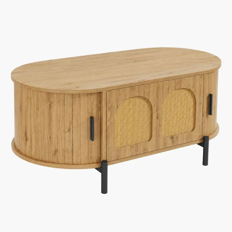 Table Basse Ovale en Rotin