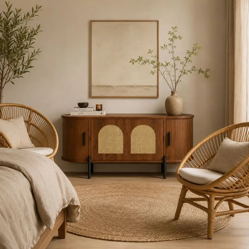 Table Basse Ovale en Rotin