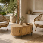 Table Basse Ovale en Rotin
