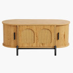Table Basse Ovale en Rotin - Beige