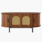 Table Basse Ovale en Rotin - Marron