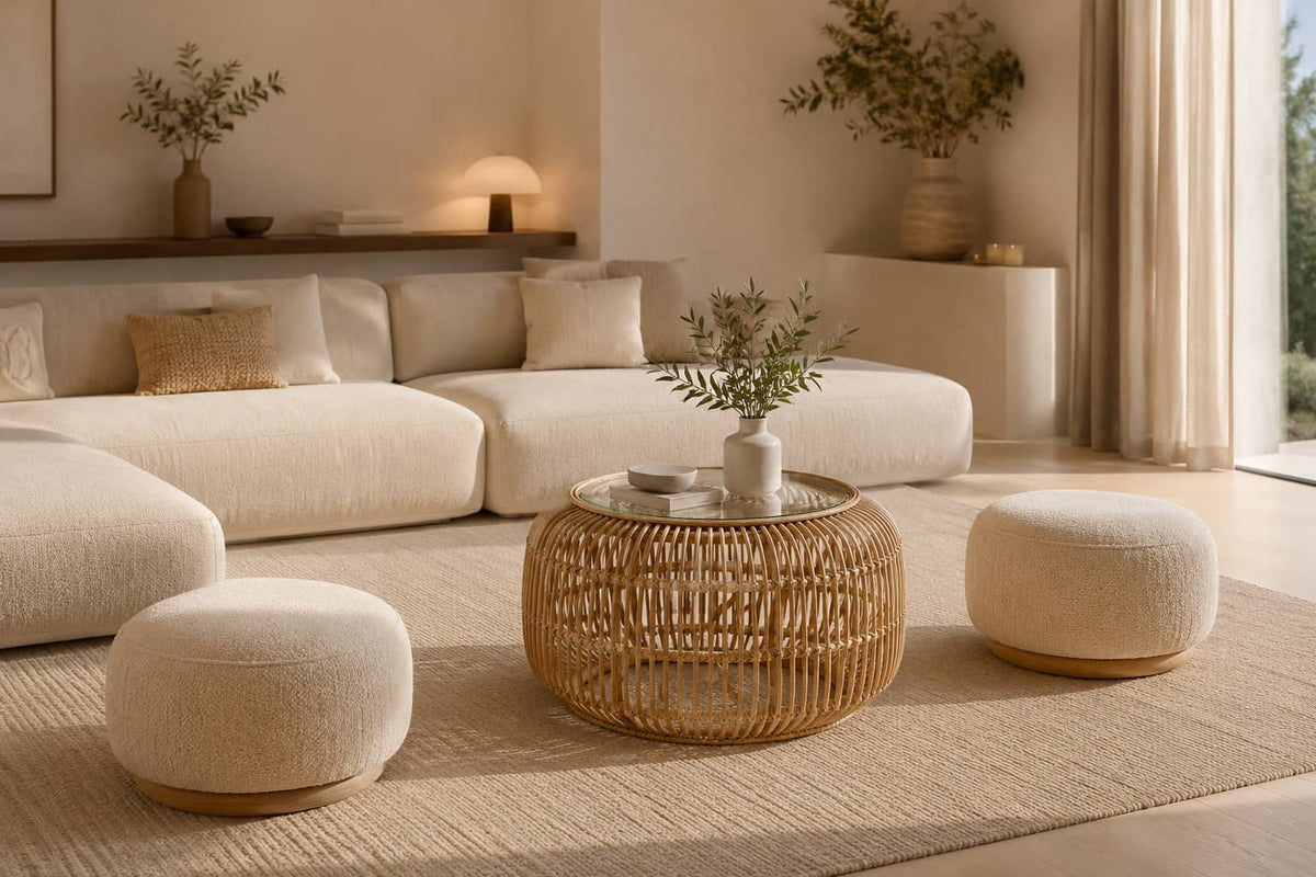 Table Basse Ronde en Rotin