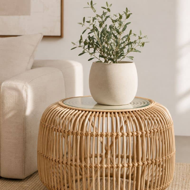 Table Basse Ronde en Rotin