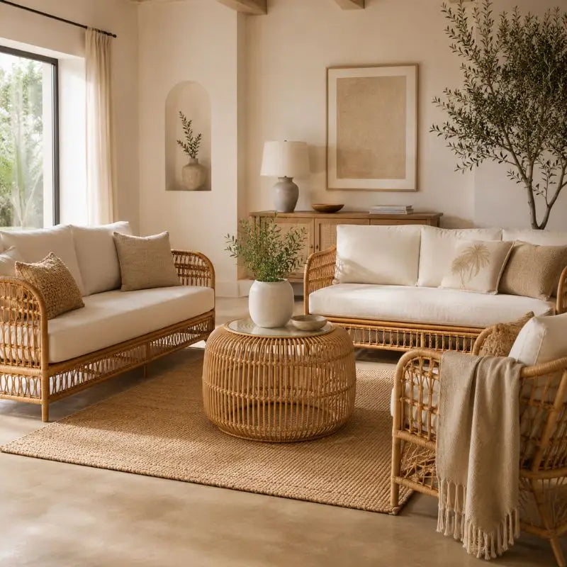Table Basse Ronde en Rotin