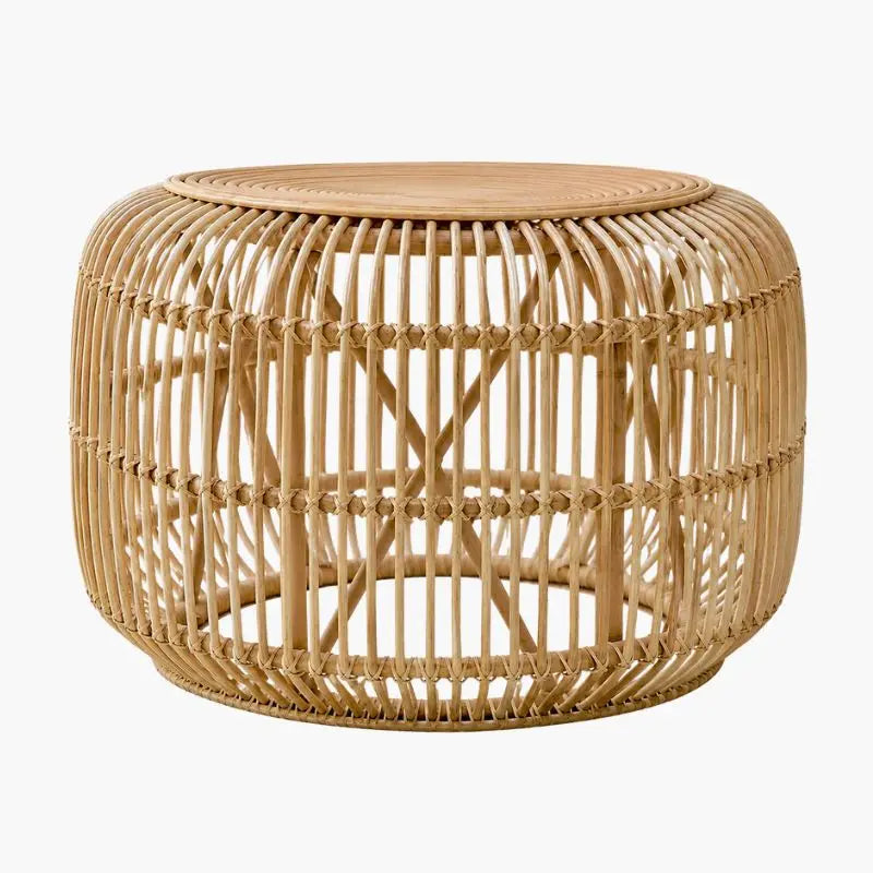 Table Basse Ronde en Rotin - Sans vitre