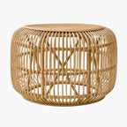 Table Basse Ronde en Rotin - Sans vitre