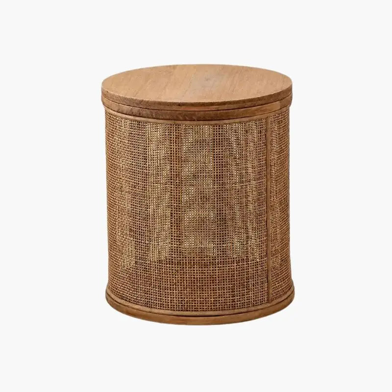 Table Basse Ronde Rotin Tissé