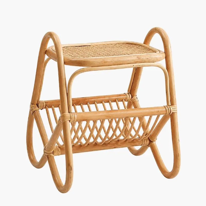 Table Basse Rotin Bohème - 40 x 48 x 53 cm