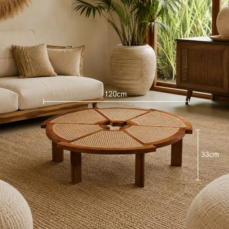 Table Basse Rotin Contemporaine - 120 x 33 cm
