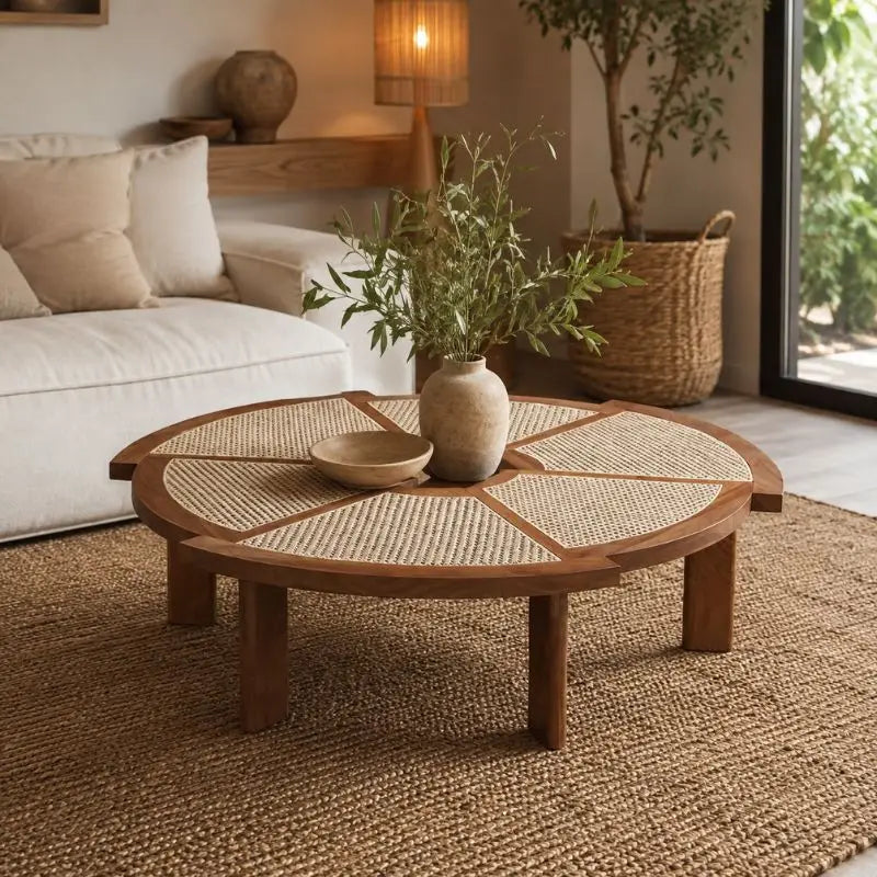 Table Basse Rotin Contemporaine
