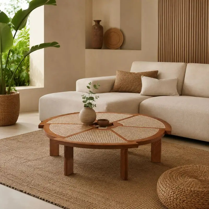 Table Basse Rotin Contemporaine