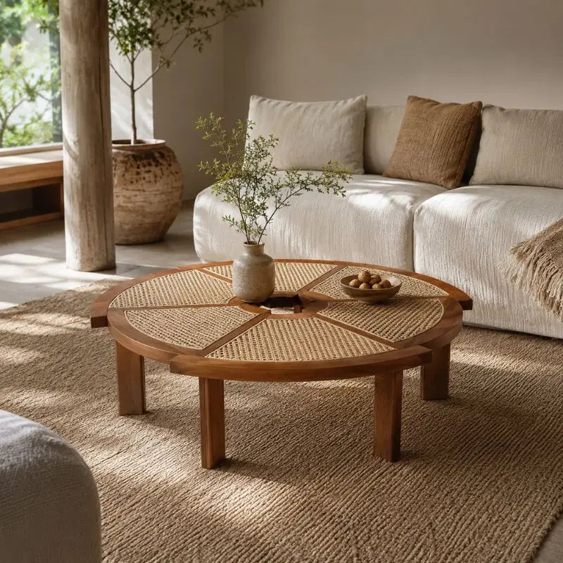 Table Basse Rotin Contemporaine