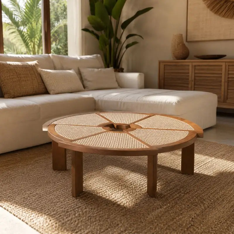 Table Basse Rotin Contemporaine