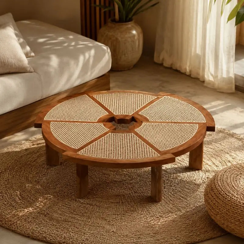 Table Basse Rotin Contemporaine
