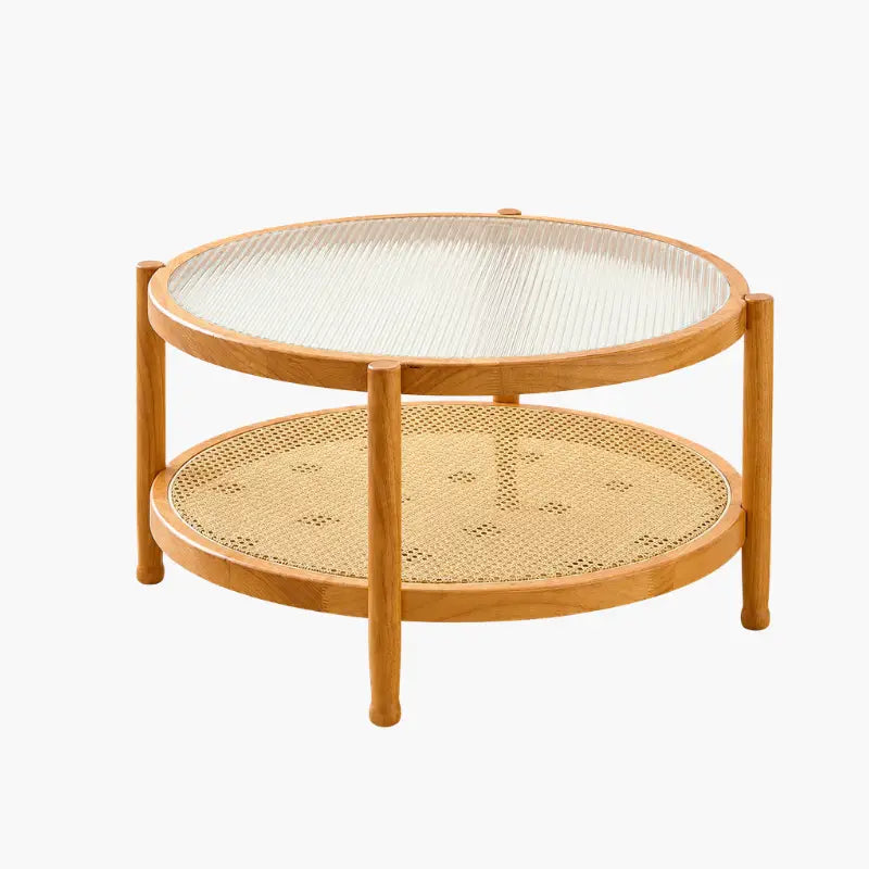 Table Basse Rotin et Verre