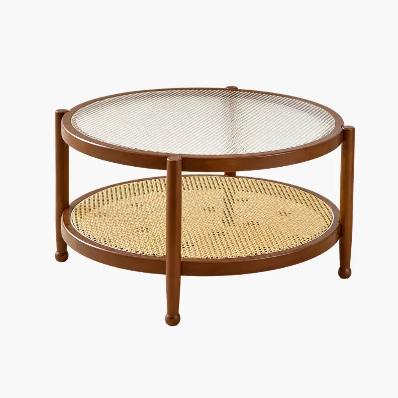 Table Basse Rotin et Verre