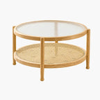 Table Basse Rotin et Verre