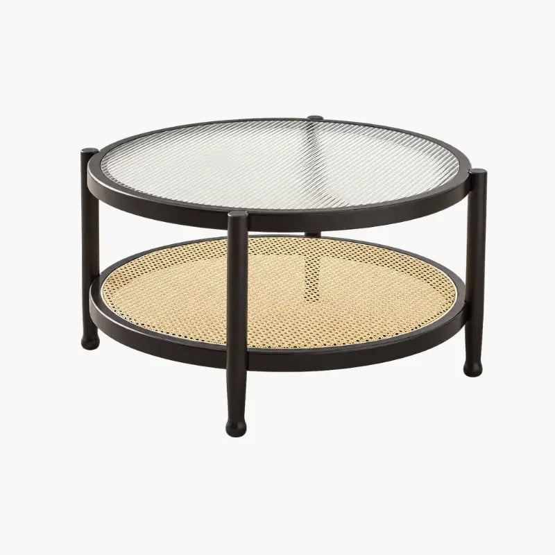 Table Basse Rotin et Verre