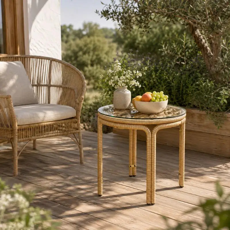 Table Basse Rotin Extérieur - 50 x 44 cm