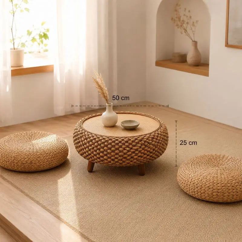Table Basse Rotin Japonaise - Marron