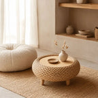 Table Basse Rotin Japonaise Ronde