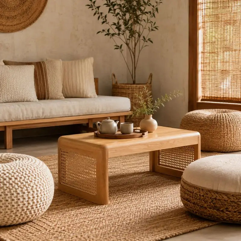 Table Basse Rotin Style Japonaise