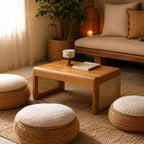 Table Basse Rotin Style Japonaise